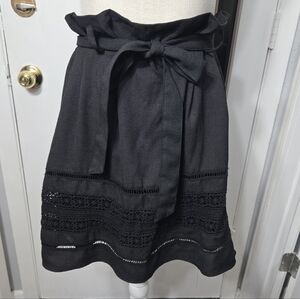 Blue Rain Paperbag Waist Skirt Embroidered Detail Sz M